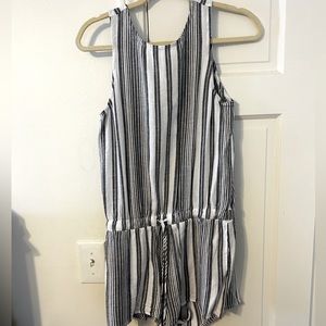 Navy and white stripped romper from Francesca’s